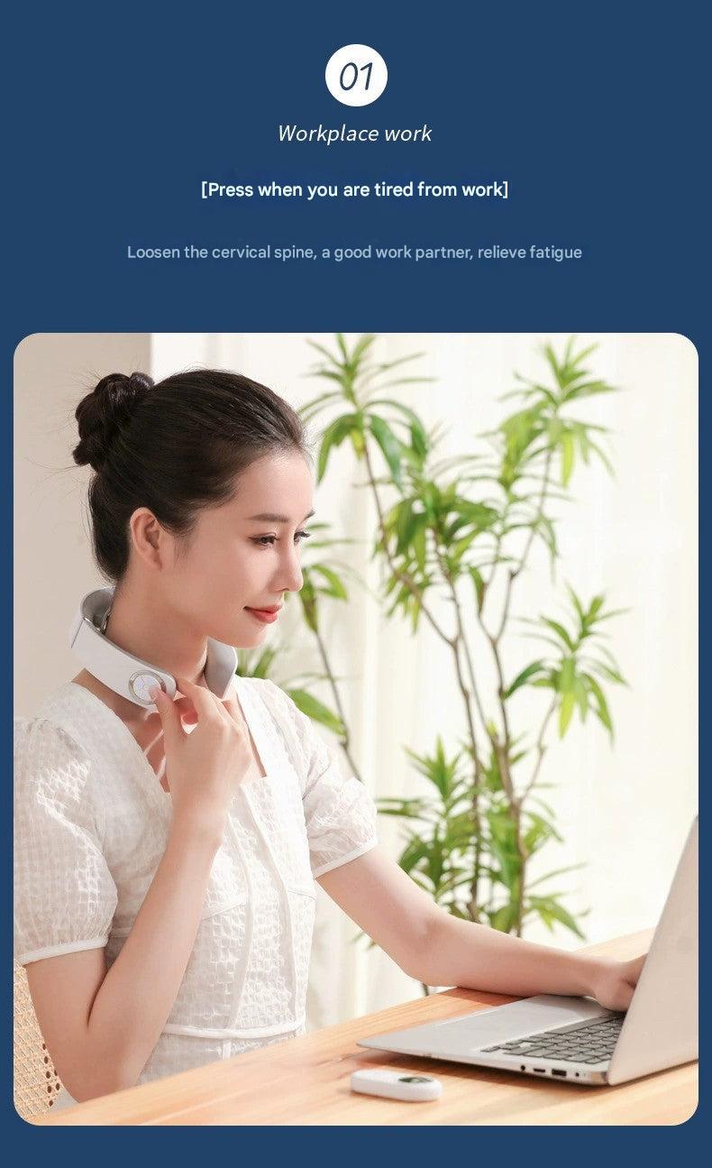 Neck massager in use
