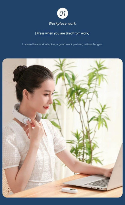 Neck massager in use