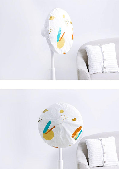 Stylish PEVA dust cover for floor fan - blue leaves design