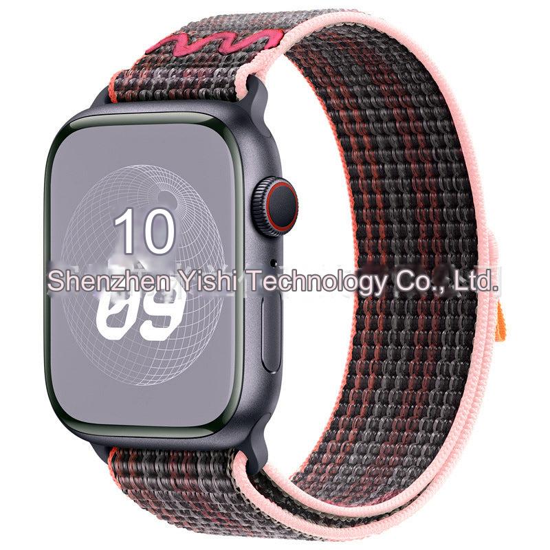 Stylish Nylon Braided Sports Band for Apple Watch - Compatible with Series 9/8/7/6/5/4/3/2/SE, Various Colors