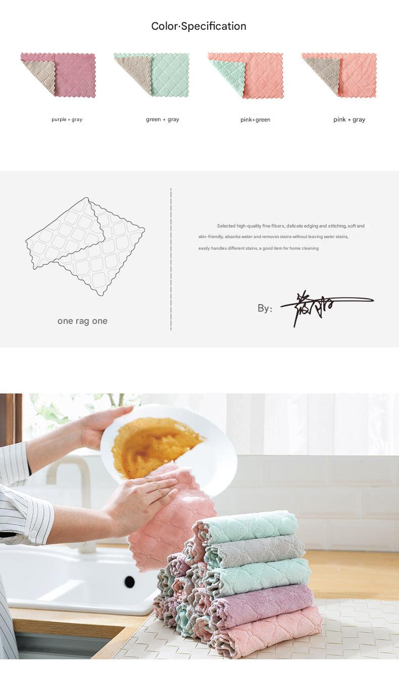 Dual-sided dish cloth in pink and green