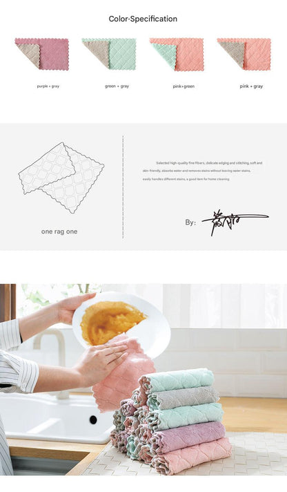 Dual-sided dish cloth in pink and green