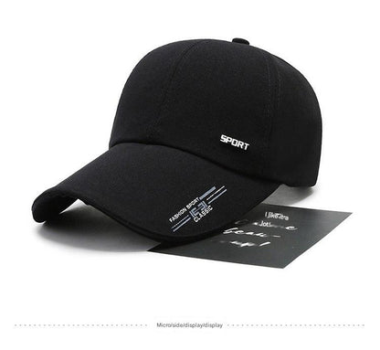 Extended brim hat in red