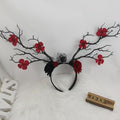 35#Skull Rose Red Flower Big Branch Headband [With Light]
