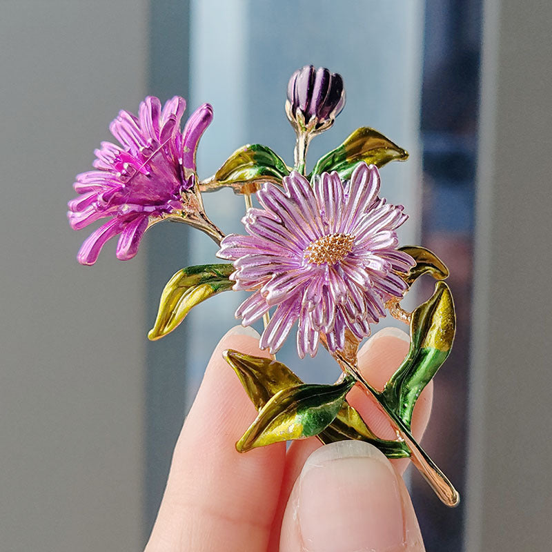 Colorful Floral Brooch Pin Yellow