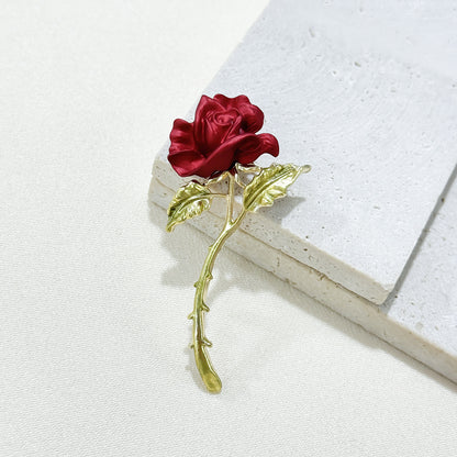 Red rose brooch elegant floral design image 1
