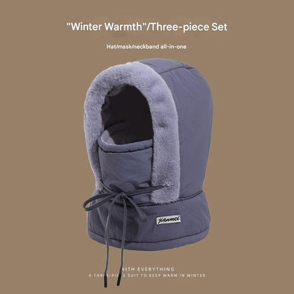 Beige fleece-lined helmet beanie