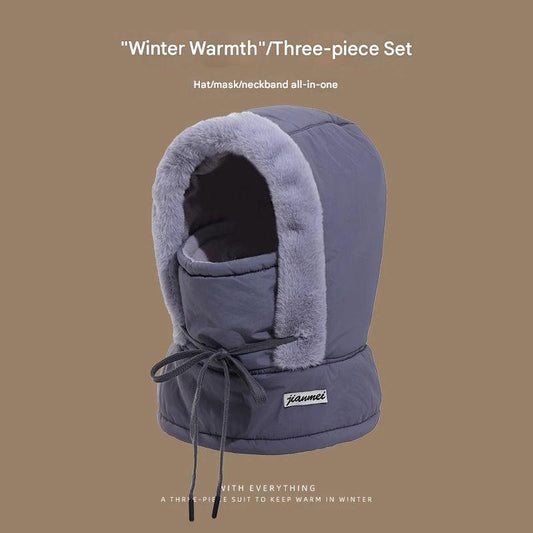 Beige fleece-lined helmet beanie
