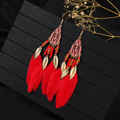 Unique long earrings with tassels