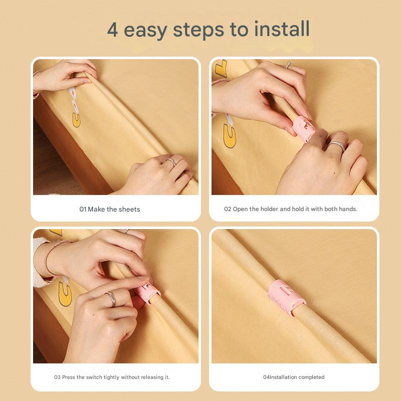 Non-slip bed sheet fastener pink clip image