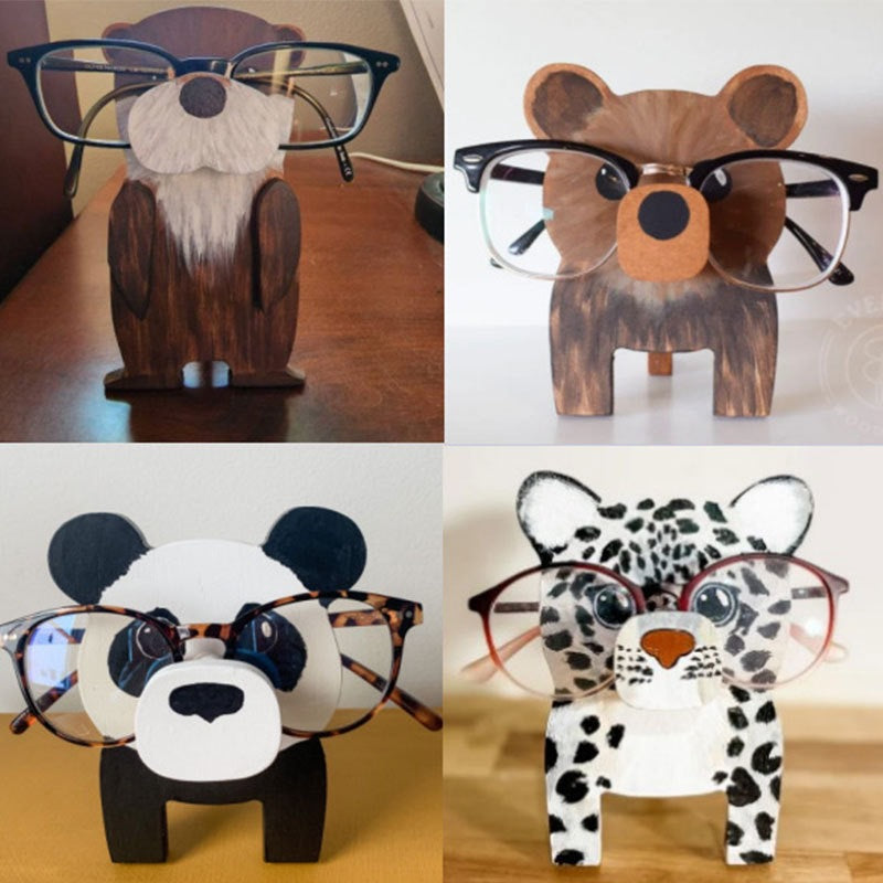 Wooden animal eyeglasses holder corgi design
