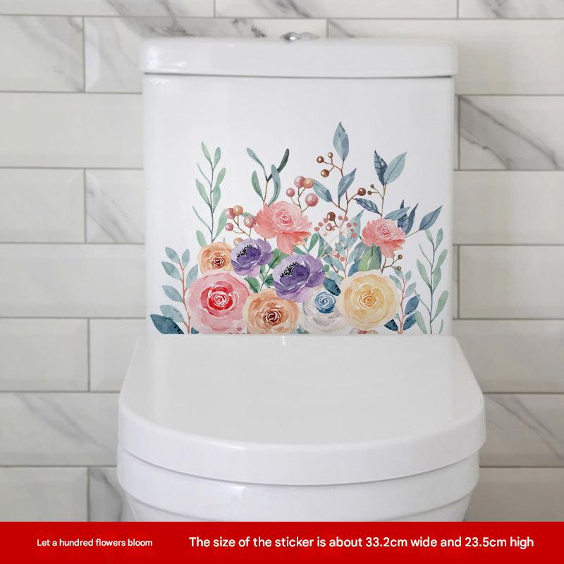 Floral toilet lid sticker design 7