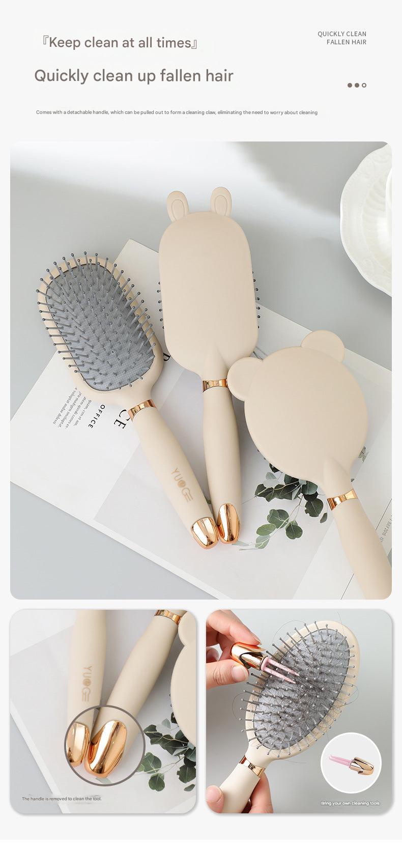 Detangling hair brush on a vanity