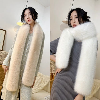 Faux fur long scarf in pink color