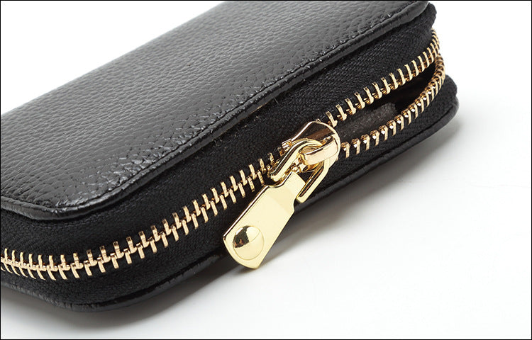 RFID blocking leather wallet in orange color