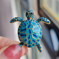 Enamel Drip Oil Turtle Brooch - Blue