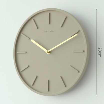 Minimalist wall clock with copper accents