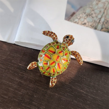 Rhinestone Turtle Pin on fabric - Image 3