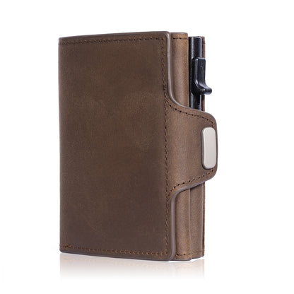 High-quality leather wallet on display