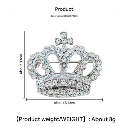 Gold crown brooch with rhinestones