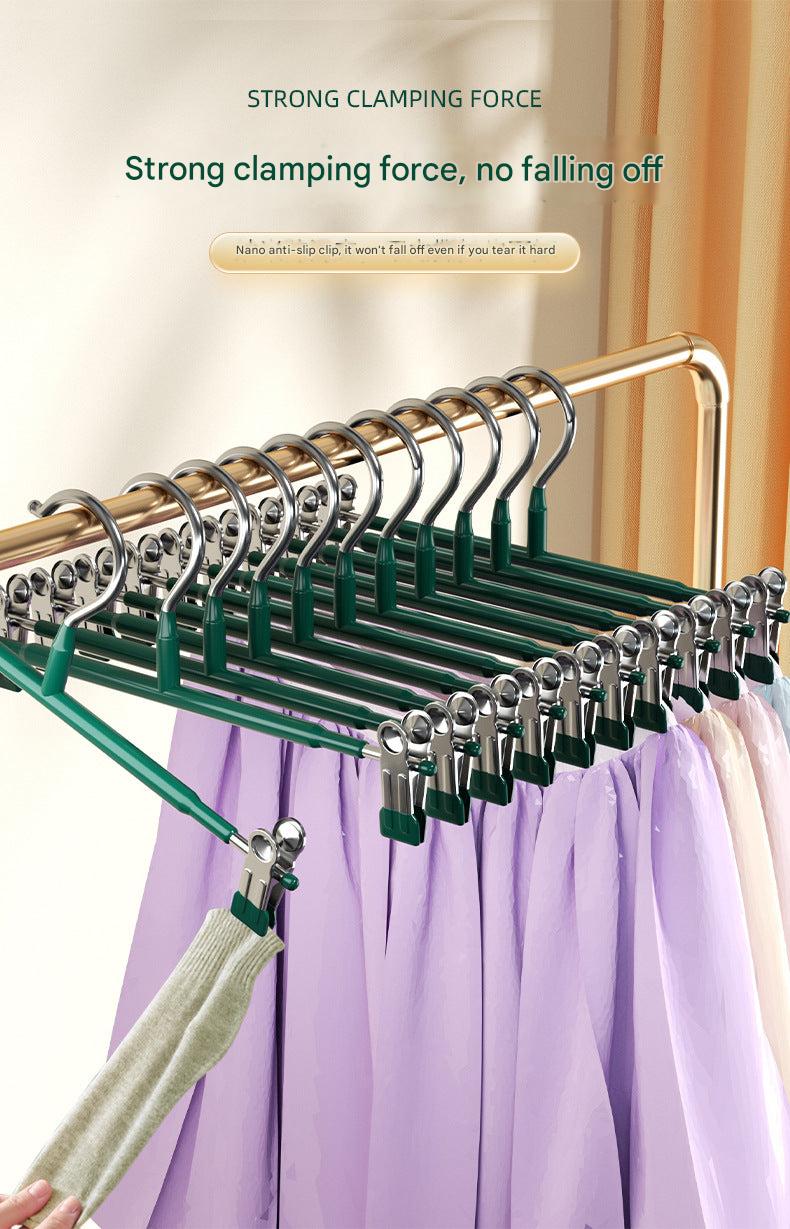 Multi-functional pants hanger with non-slip clips