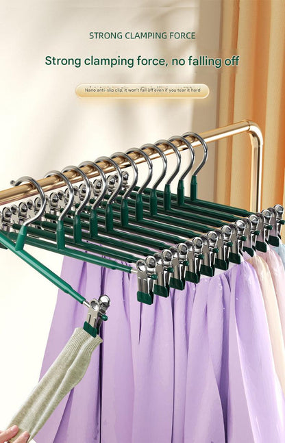 Multi-functional pants hanger with non-slip clips